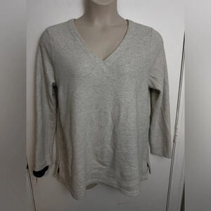 J.Jill v neck gray pull over sweater size large #1072
